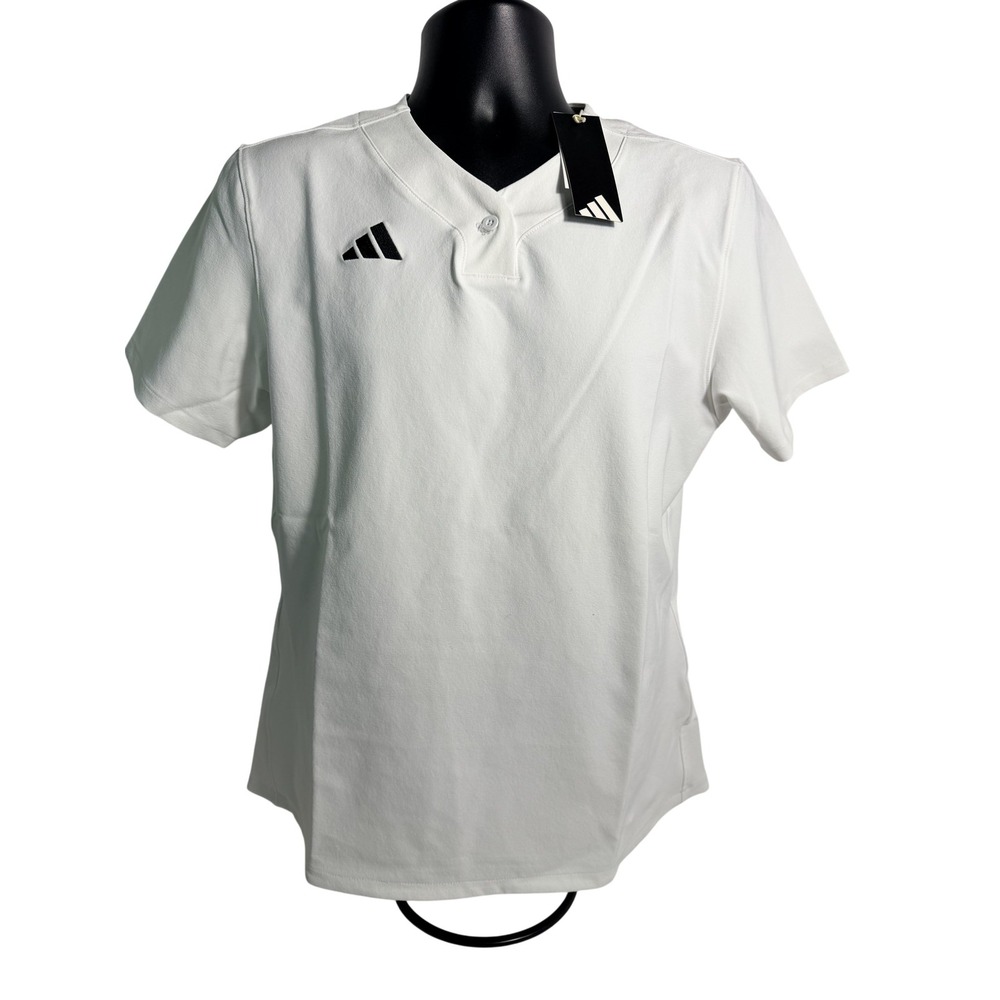 Adidas Shirt Womens Medium White Instinct 1BJ Baseball Jersey Stretch NWT JI8246